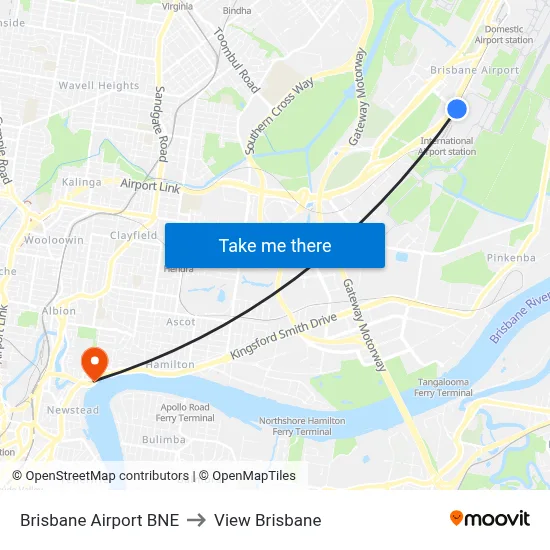 Brisbane Airport BNE to View Brisbane map