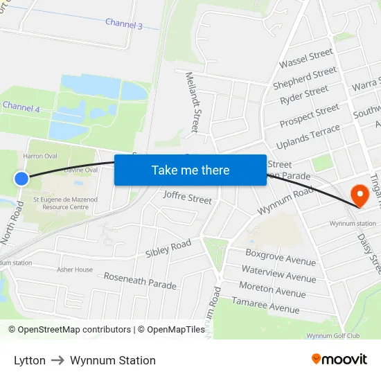Lytton to Wynnum Station map