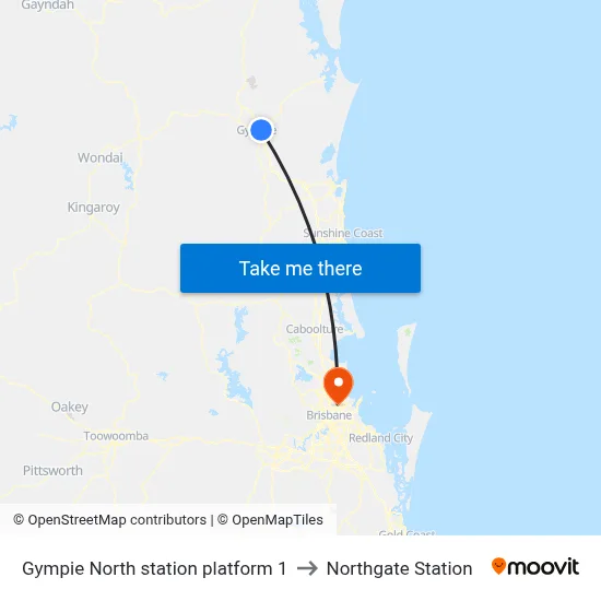 Gympie North station platform 1 to Northgate Station map