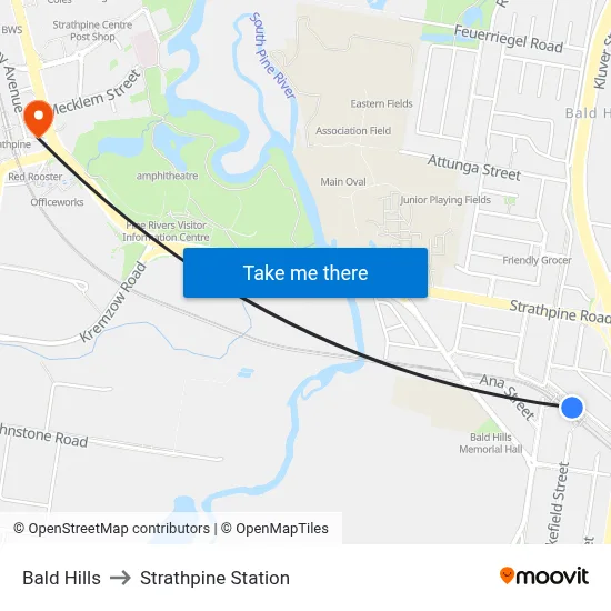 Bald Hills to Strathpine Station map