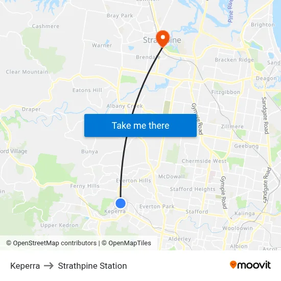 Keperra to Strathpine Station map