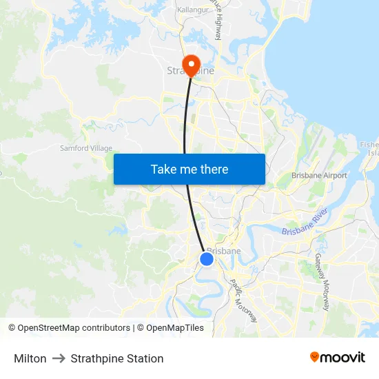 Milton to Strathpine Station map