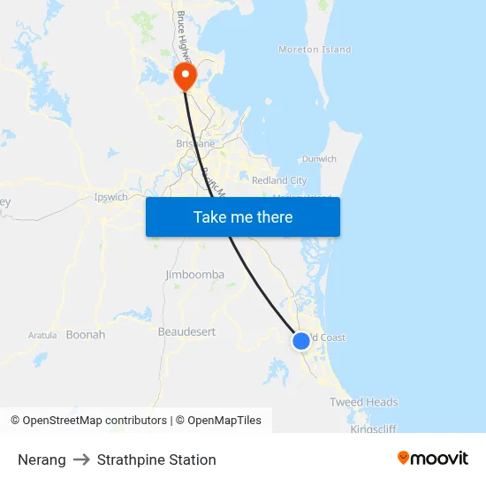 Nerang to Strathpine Station map