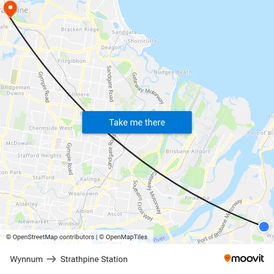 Wynnum to Strathpine Station map