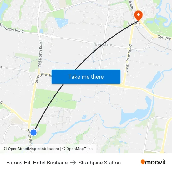Eatons Hill Hotel Brisbane to Strathpine Station map