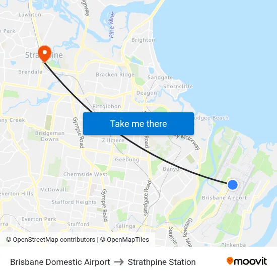 Brisbane Domestic Airport to Strathpine Station map