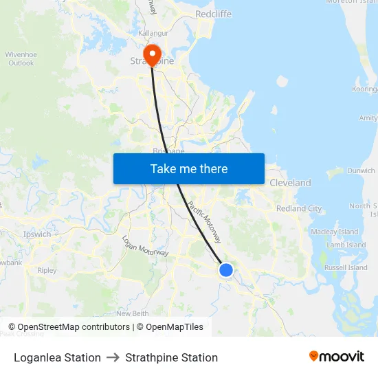 Loganlea Station to Strathpine Station map