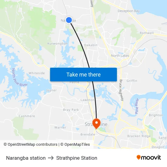 Narangba station to Strathpine Station map