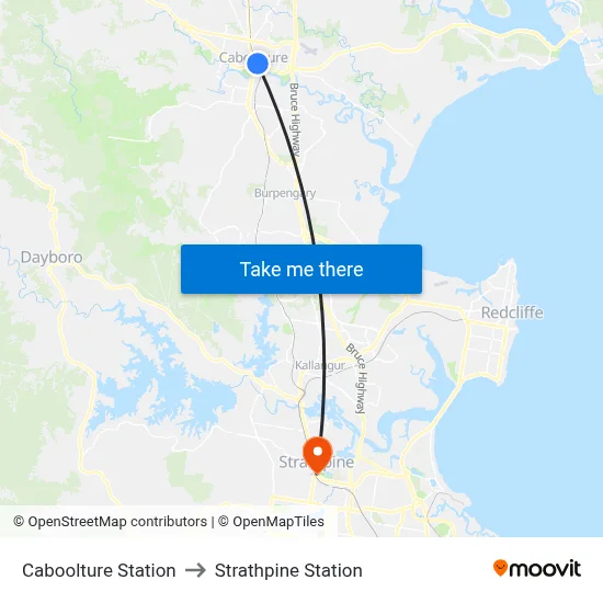 Caboolture Station to Strathpine Station map