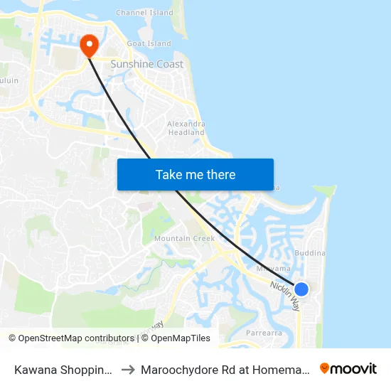 Kawana Shoppingworld to Maroochydore Rd at Homemaker Centre map