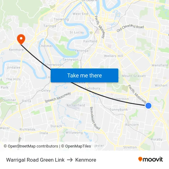 Warrigal Road Green Link to Kenmore map