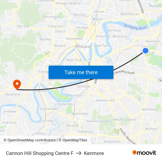 Cannon Hill Shopping Centre F to Kenmore map