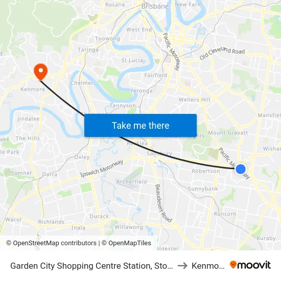 Garden City Shopping Centre Station, Stop I to Kenmore map