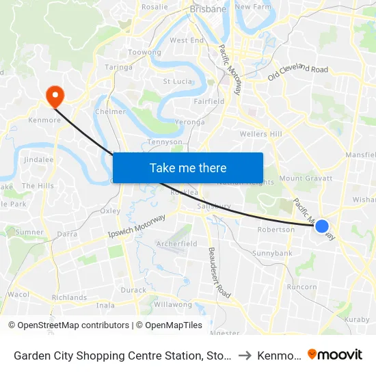 Garden City Shopping Centre Station, Stop C to Kenmore map
