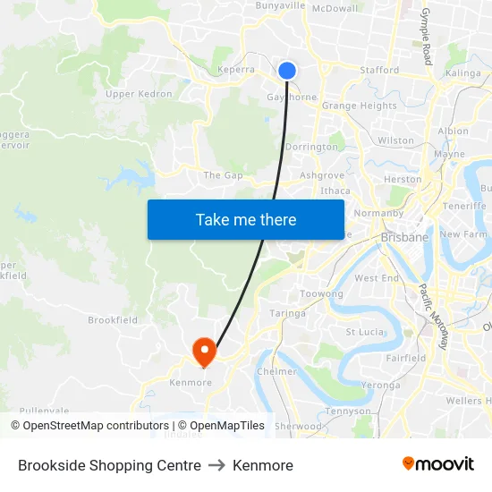 Brookside Shopping Centre to Kenmore map