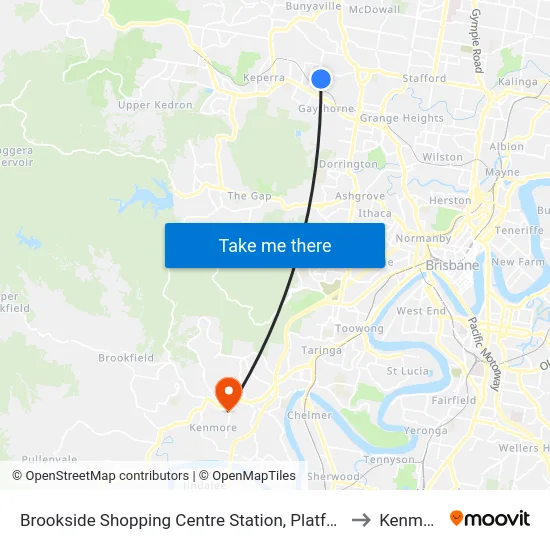Brookside Shopping Centre Station, Platform B to Kenmore map