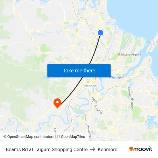 Beams Rd at Taigum Shopping Centre to Kenmore map