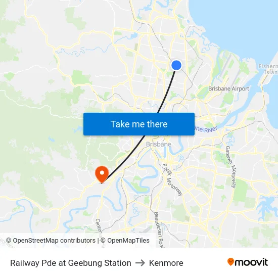 Railway Pde at Geebung Station to Kenmore map