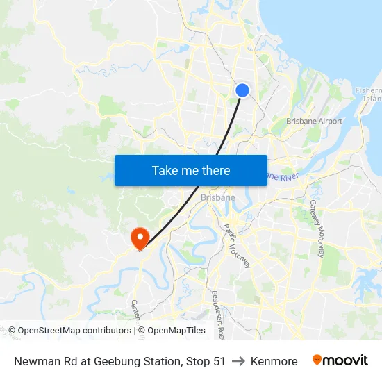 Newman Rd at Geebung Station, Stop 51 to Kenmore map
