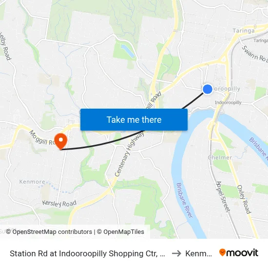 Station Rd at Indooroopilly Shopping Ctr, Stop D to Kenmore map