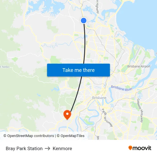 Bray Park Station to Kenmore map