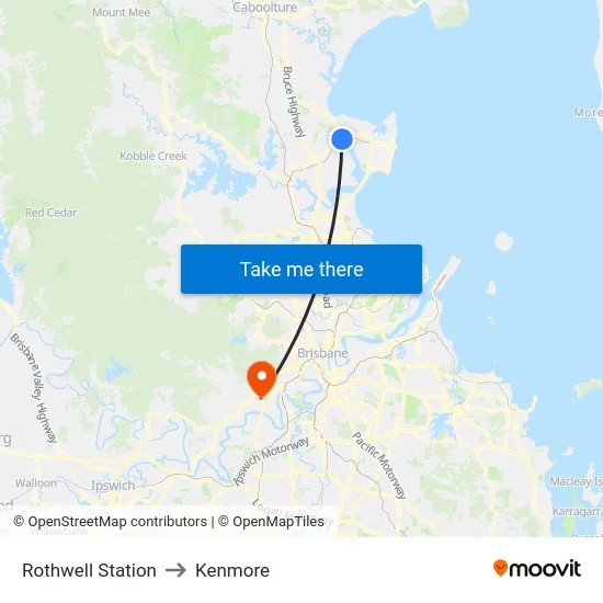 Rothwell Station to Kenmore map