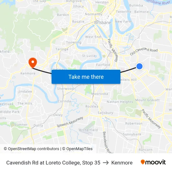 Cavendish Rd at Loreto College, Stop 35 to Kenmore map