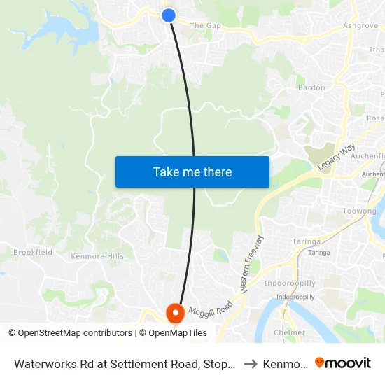 Waterworks Rd at Settlement Road, Stop 36 to Kenmore map