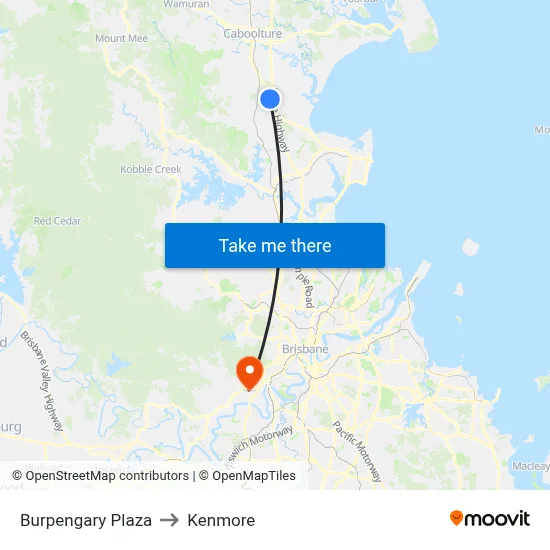 Burpengary Plaza to Kenmore map