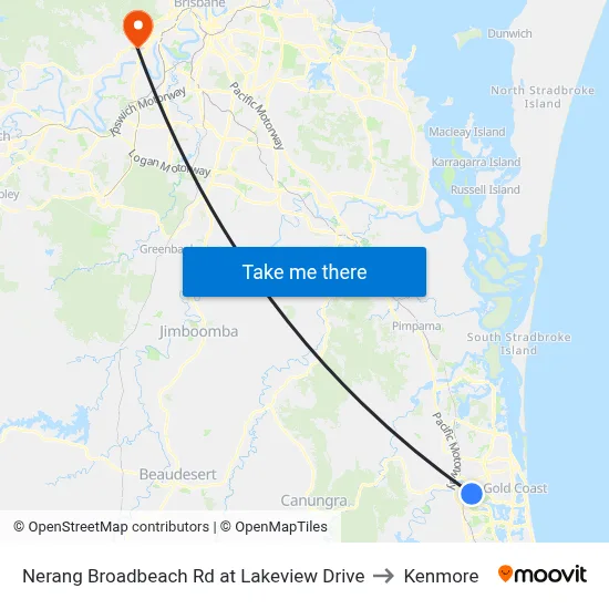 Nerang Broadbeach Rd at Lakeview Drive to Kenmore map