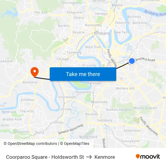 Coorparoo Square - Holdsworth St to Kenmore map