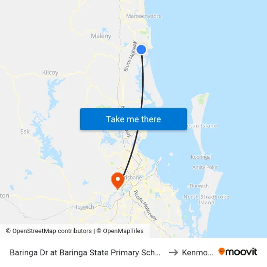 Baringa Dr at Baringa State Primary School to Kenmore map