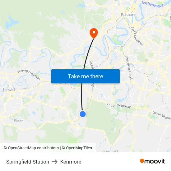 Springfield Station to Kenmore map
