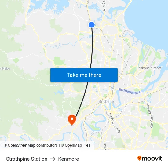 Strathpine Station to Kenmore map
