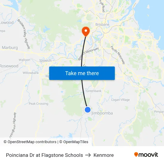 Poinciana Dr at Flagstone Schools to Kenmore map