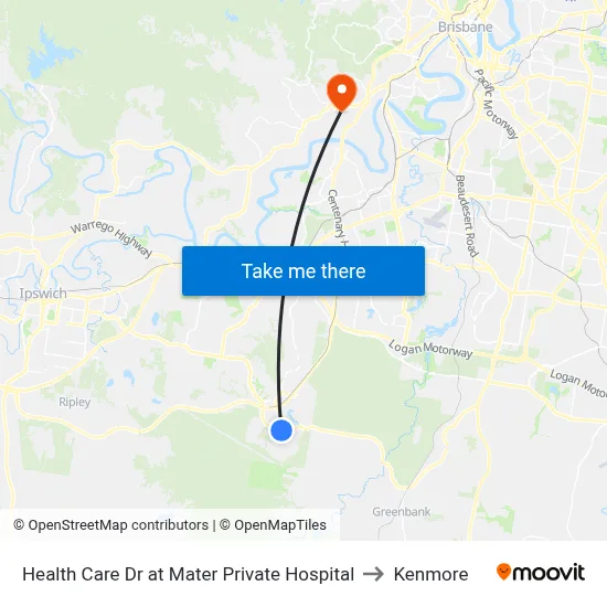 Health Care Dr at Mater Private Hospital to Kenmore map