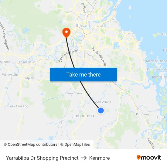 Yarrabilba Dr Shopping Precinct to Kenmore map
