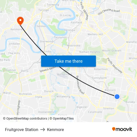 Fruitgrove Station to Kenmore map