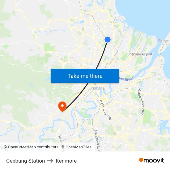 Geebung Station to Kenmore map