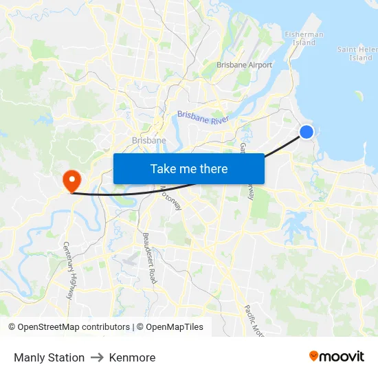 Manly Station to Kenmore map