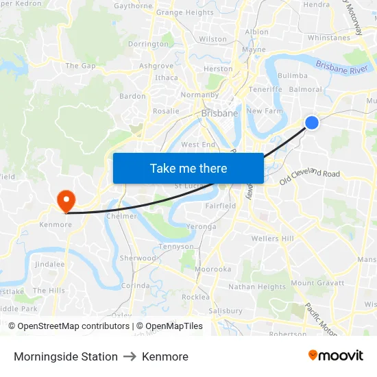 Morningside Station to Kenmore map