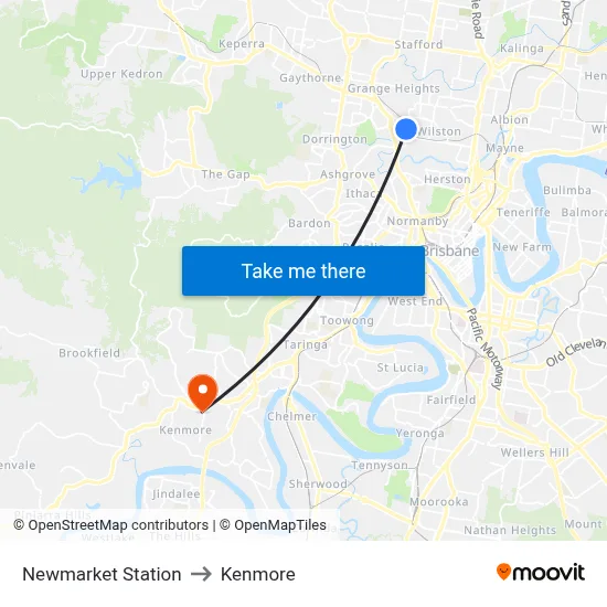 Newmarket Station to Kenmore map
