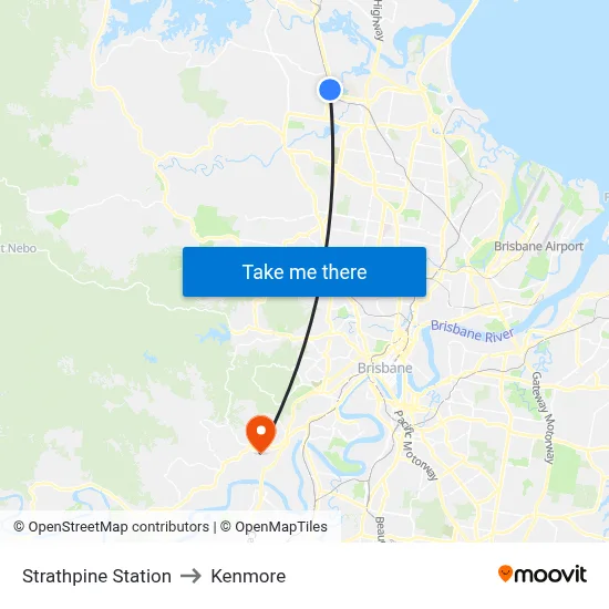Strathpine Station to Kenmore map