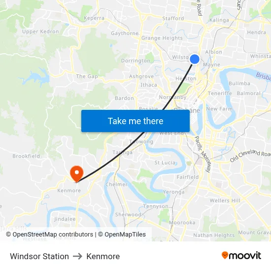 Windsor Station to Kenmore map