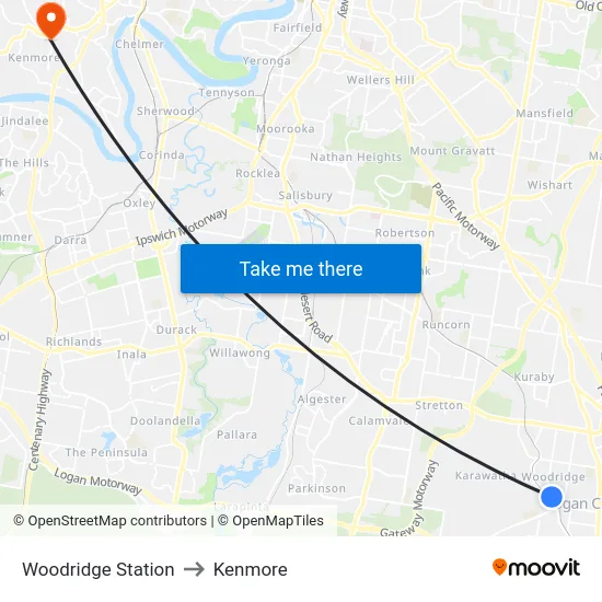 Woodridge Station to Kenmore map