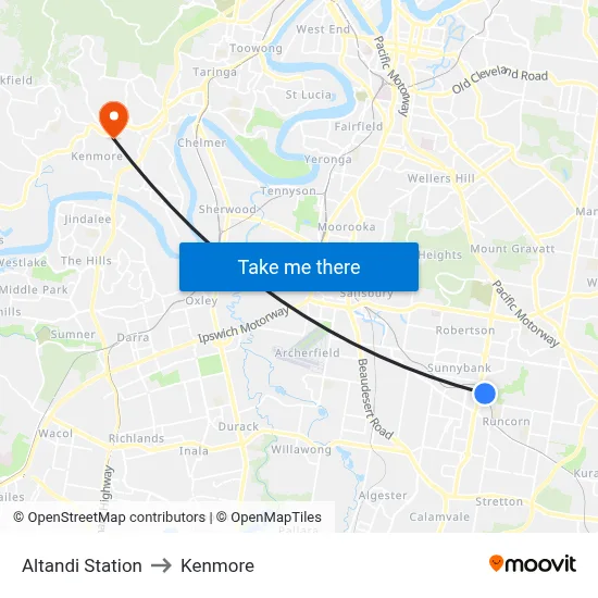 Altandi Station to Kenmore map