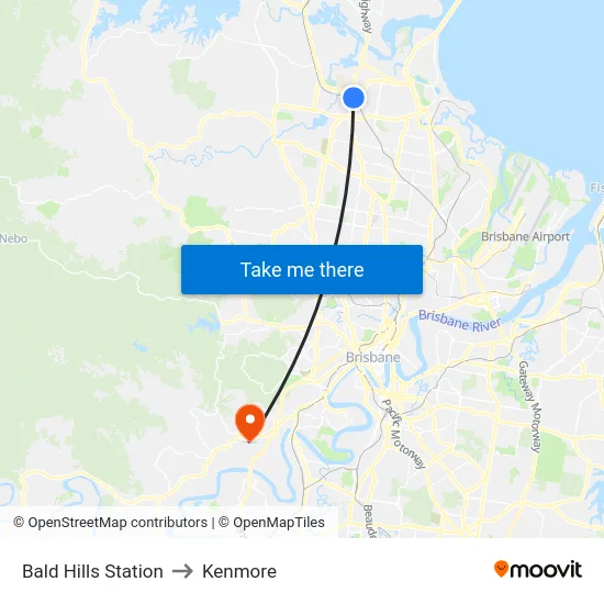 Bald Hills Station to Kenmore map