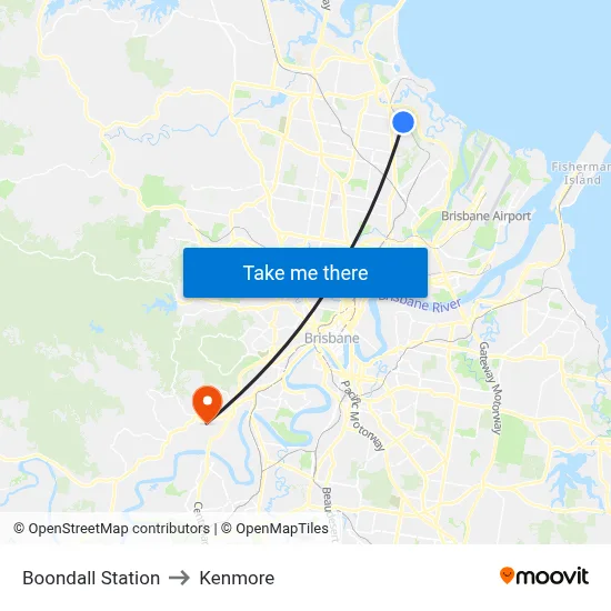 Boondall Station to Kenmore map