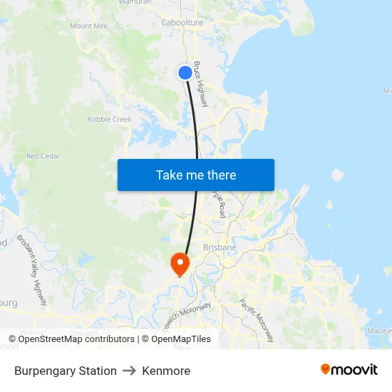 Burpengary Station to Kenmore map