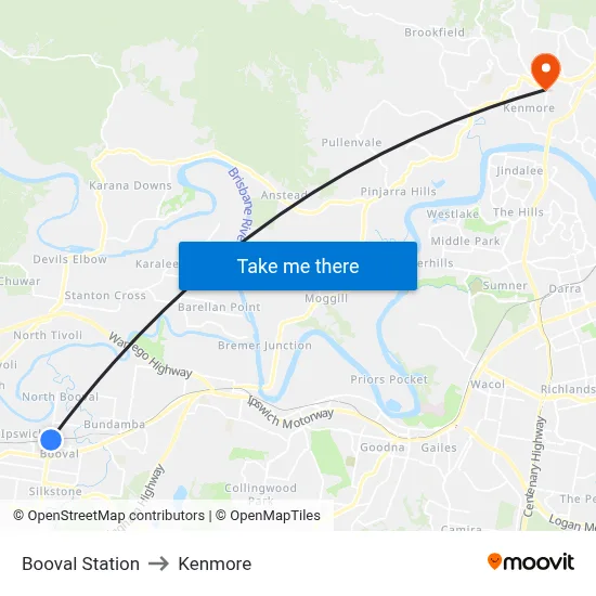 Booval Station to Kenmore map
